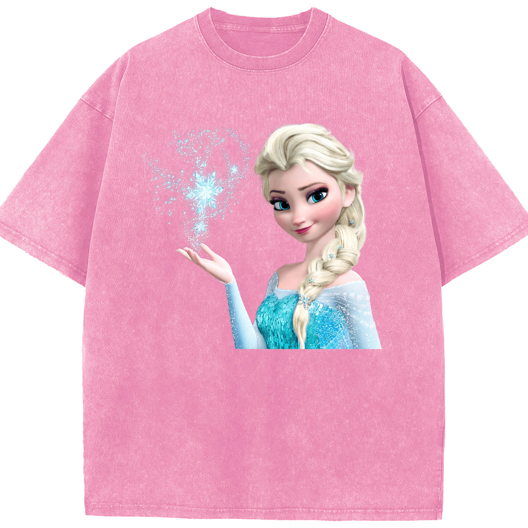 （画像用） アナと雪の女王 アンナ エルサ Frozen Anna Elsa 綿100% ヴィンテージ風 半袖Tシャツ（フロントプリント）